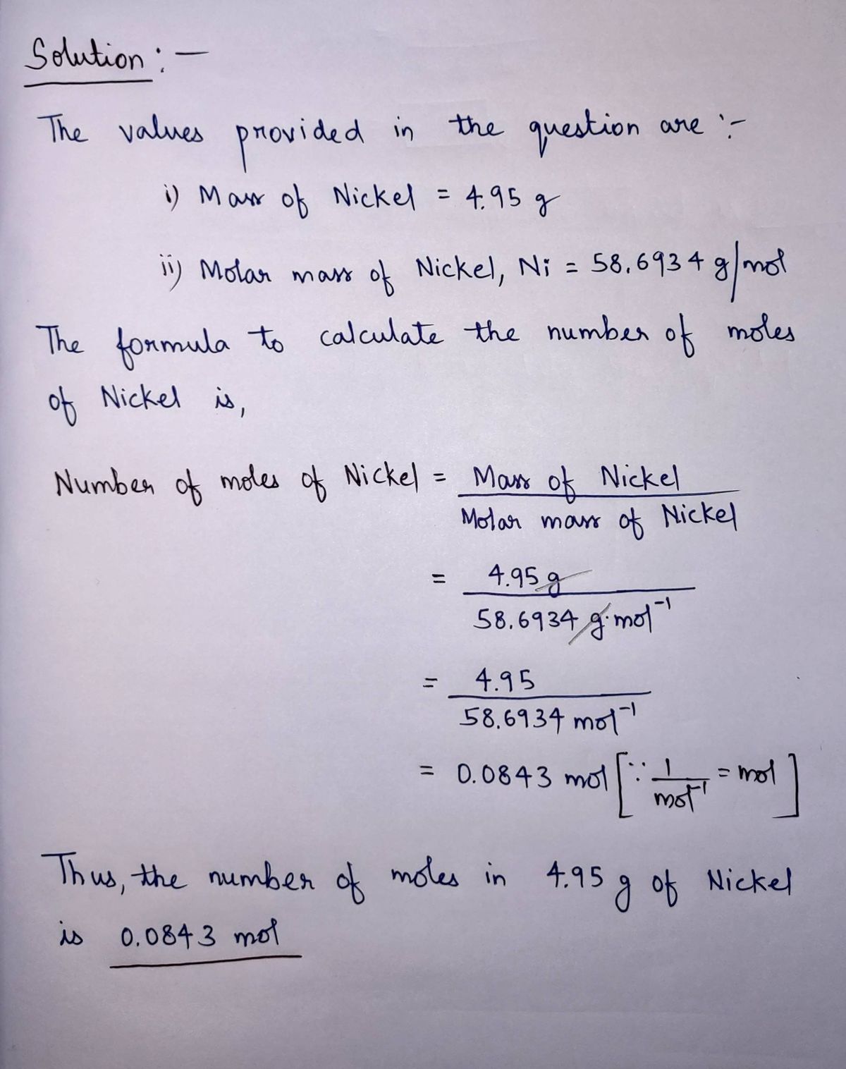 Chemistry homework question answer, step 1, image 1